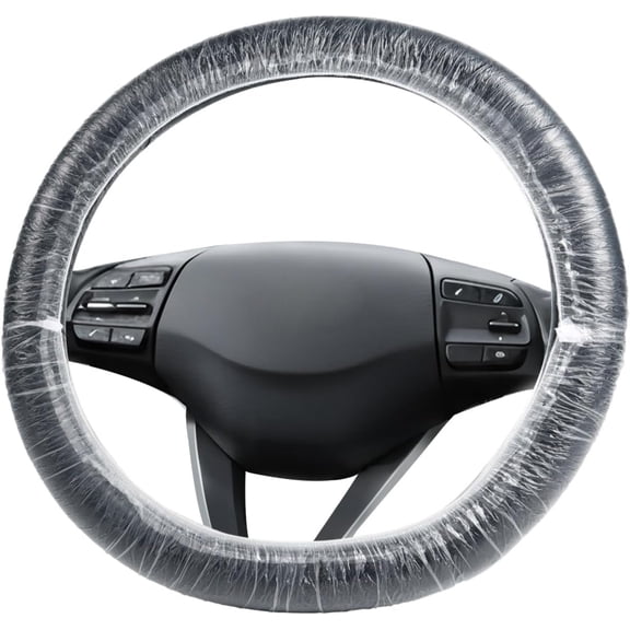 100 count Disposable Steering Wheel Covers, Plastic Steering Wheel Protector with Elastic, Automotive Interior Protection Accessories for Models
