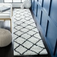 thumbnail image 2 of SAFAVIEH August Marco Diamond Shag Runner Rug, Ivory/Black, 2'2" x 9', 2 of 8