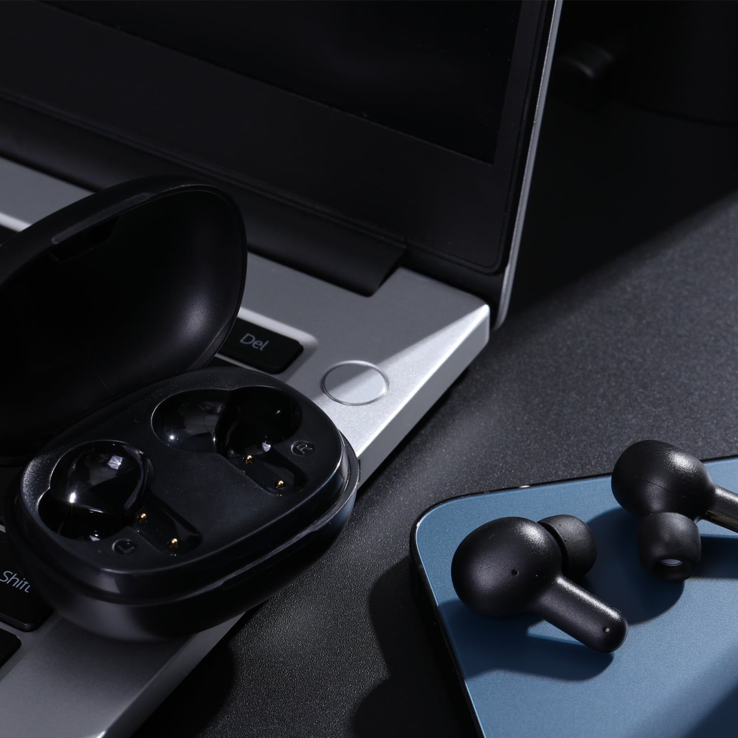 Bluetooth True wireless earbuds-in-Ear, wireless charging Environment noise cancelling, Deep Bass Sound Microphone in-Ear Stereo Headphones. Color : Black
