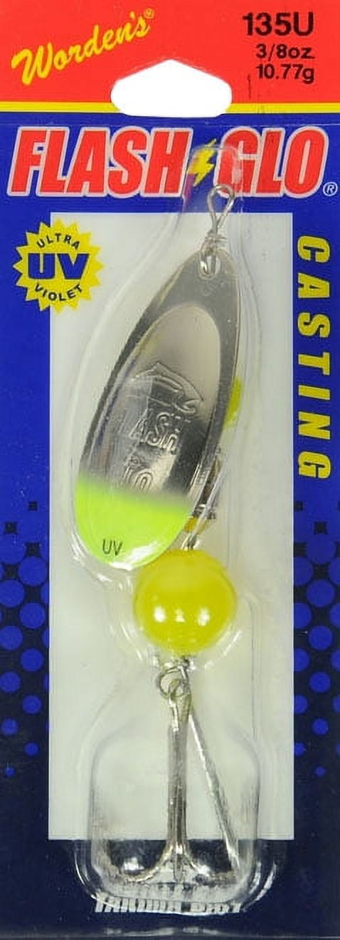 (2 pack) Yakima Bait Flash Glo Casting Spinner, 3/8 oz, Nickel Chartreuse