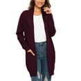thumbnail image 4 of Aiyino Women Solid Sweater Open Front Long Sleeve Knit Cardigan Casual Sweaters with Pockets,Wine Red L, 4 of 6