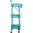 thumbnail image 4 of Alexent Foldable 3-Tier Blue Metal Rolling Utility Cart, No Assembly Required, Storage Shelves with Lockable Wheels for Kitchen Bathroom Home Organization, 4 of 9