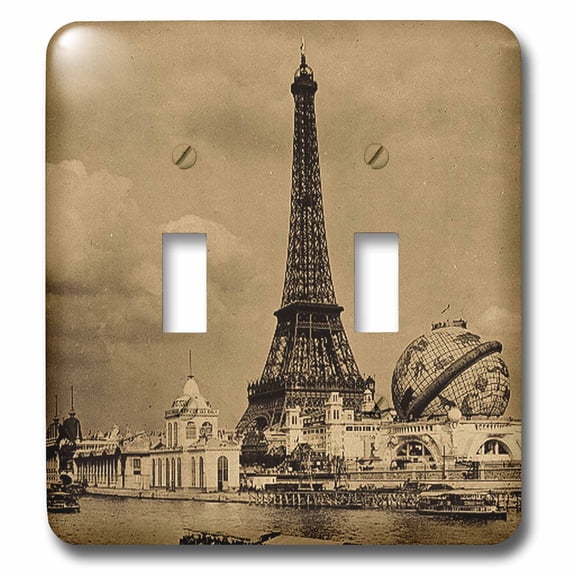 3dRose, Eiffel Tower Paris Exposition from the Seine Sepia Tone 1900, double toggle switch