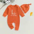 thumbnail image 5 of Xudanell Newborn Outfit Baby Embroidery Letter Boy Fall Outfits 12-18 Month Boy Clothes Romper with Hat, 5 of 5