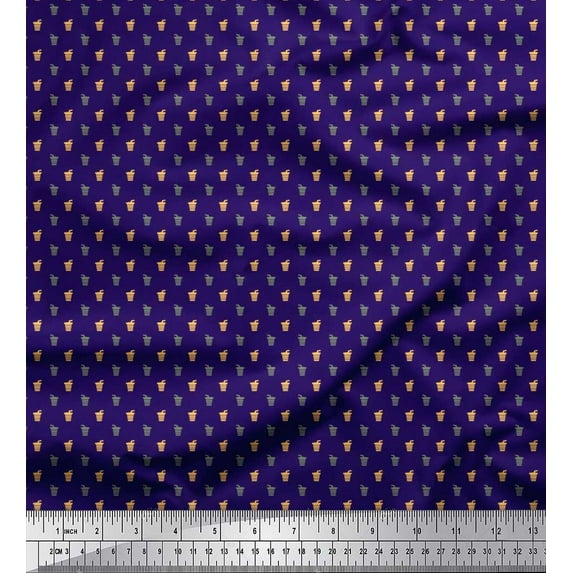 Soimoi Cotton Poplin Fabric Straw & Coffee Glass Shirting Print Fabric by The Yard 56 Inch Wide