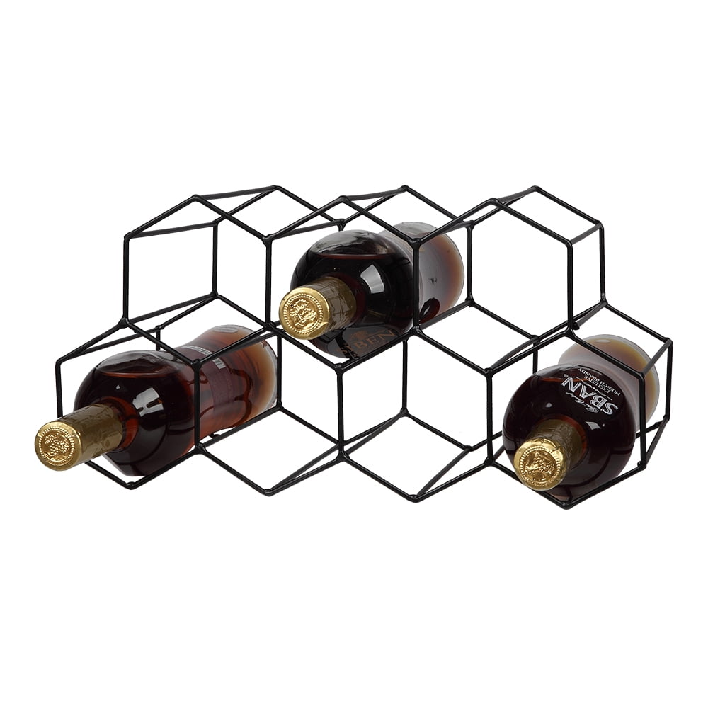 Kepooman 9 Bottle Modern Countertop Metal Wine Rack for Tabletop Counter, Black Kepooman 9 Bottle Modern Countertop Metal Wine Rack for Tabletop Counter, Black