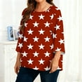thumbnail image 5 of Star Printed T-Shirt for Women Summer Oversize Capris Sleeve Tops Loose Round Neck Pullover Tees ,Red,L, 5 of 6