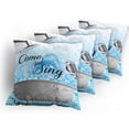 thumbnail image 5 of Ambesonne Saying Throw Pillow Cover 4 Pack, Come and Sing Message, 16", Pale Blue White, 5 of 7