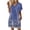 Blue, variant on Women's Fashion Floral Print V-Neck Short Sleeve Dress with Pocket, Casual Pullover Summer Dress, Comfortable Loose Fit, Stylish Daily Wear,Purple Pink,M
