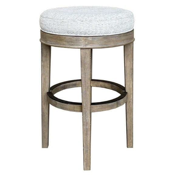 Pemberly Row 20" Round Wood Swivel Bar Stool in Sandstone Brown