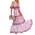thumbnail image 3 of Vestido mexicano con hombros descubiertos y estampado floral para mujer, vestido largo de verano sin mangas para fiesta de Halloween, vacaciones en la playa, 3 of 5
