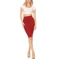 thumbnail image 4 of Women's Plus Size Elastic High Waist Casual Bodycon Solid Pull On Midi Skirt, 4 of 5