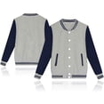 thumbnail image 2 of Hombres Casual Sólido Cuello alto Béisbol Uniforme Botón Cárdigan Suéter Pompotops oipoqjl11585, 2 of 3