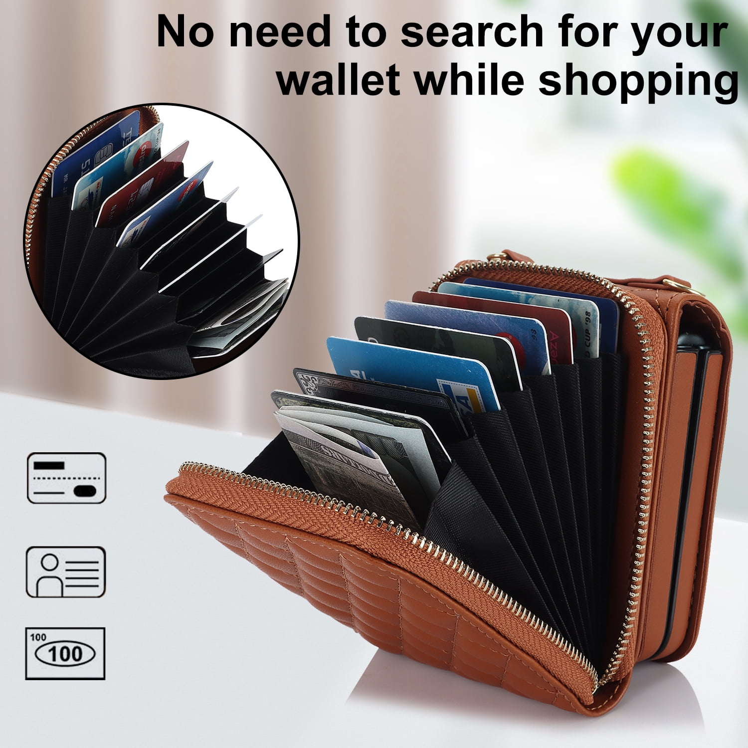 Allytechgroup Galaxy Z Flip 7 Wallet Case with Hand Wrist Shoulder Strap, Premium PU Leather Cards Slots Zipper Pocket Shockproof Protective Phone Case Cover for Samsung Galaxy Z Flip7, Brown