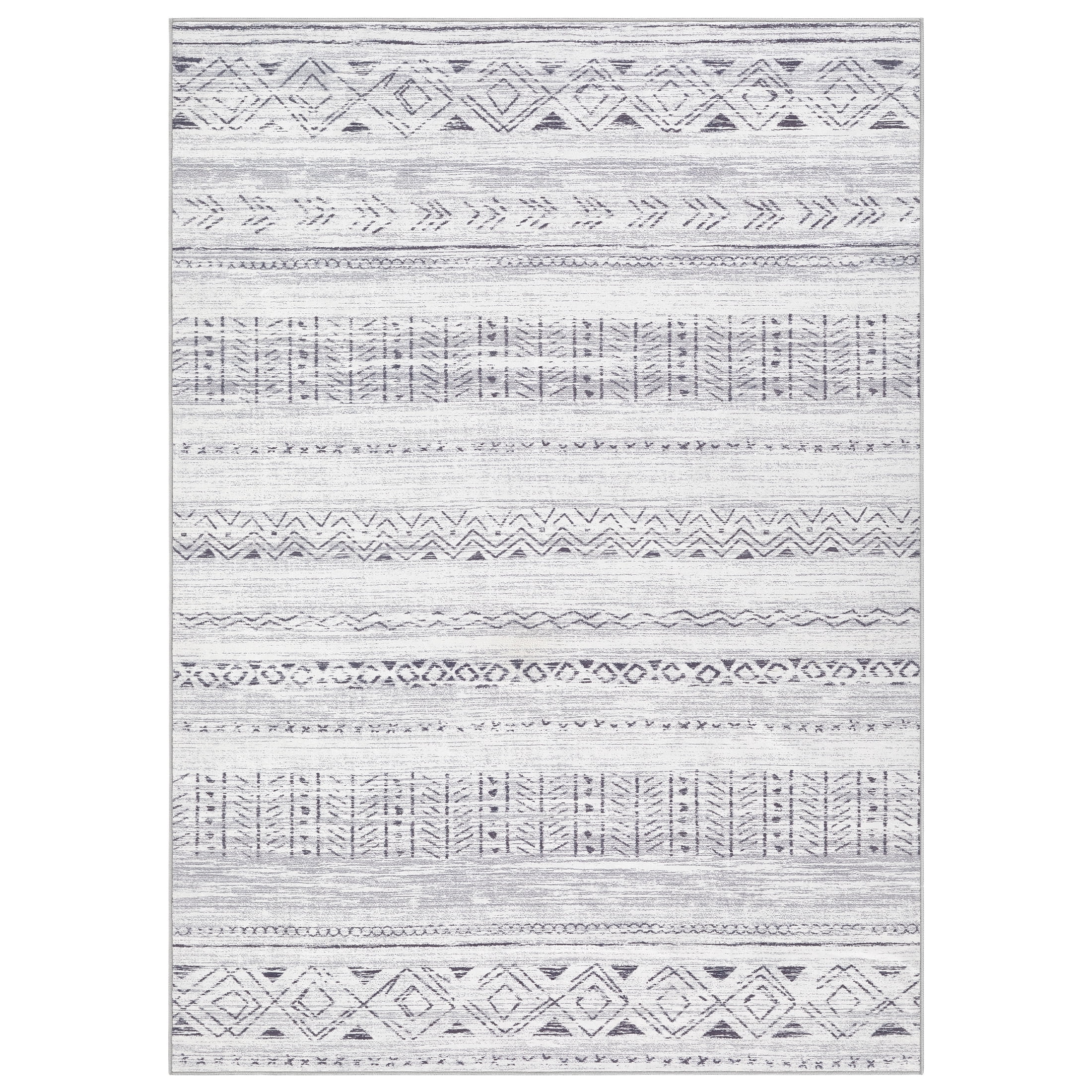 UERMEI 10'x14' Area Rugs for Living Room, Washable Rugs Boho Moroccan Area Rug Soft Neutral Geometric Bohemian Carpet Distressed Indoor Rug for Bedroom Dining Room Office Foldable Nonslip Rug, Gray