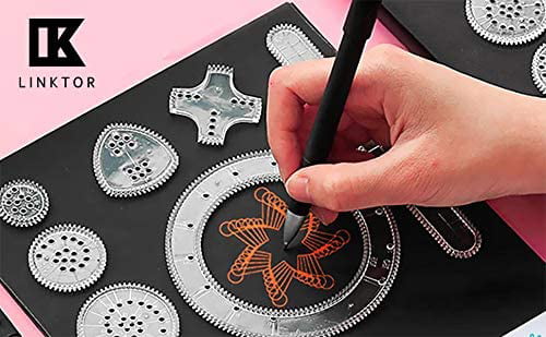 LINKTOR Drawing Gear Deluxe Set Drawing Aid Art Design Training Ruler Kit for Kids Art 