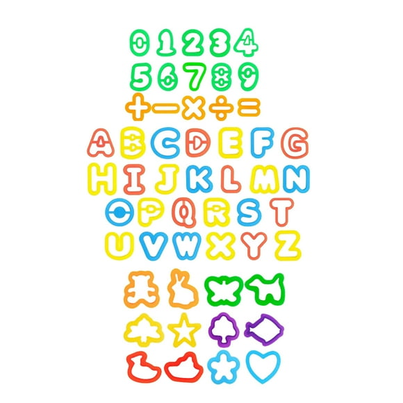 Diy Clay Model 53pcs Letter and Number Design Dough Clay Tool Mold Set Kit Color Clay Diy Assorted Design Color Mud Tools for Boys Girls Birthday