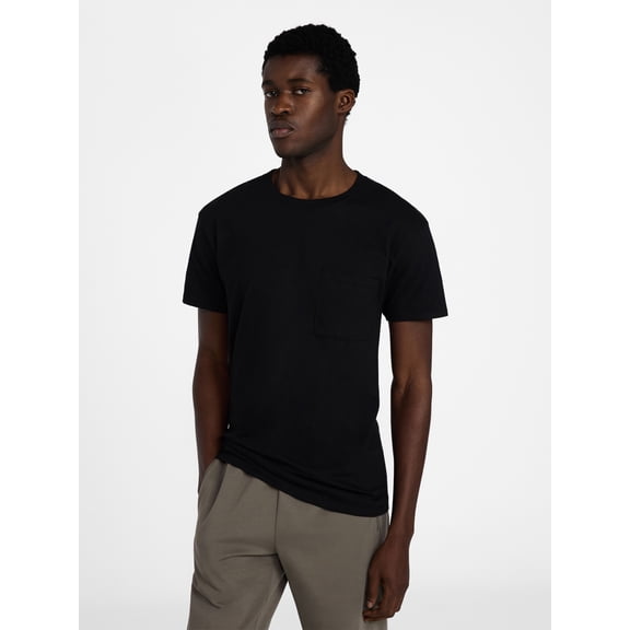 Athletic Works Men's and Big Men's Cotton Pocket Tee, Sizes S-5XL and Tall Sizes