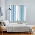 thumbnail image 4 of Sky Blue White Kitchen Curtains 63 Inch Length, Gradient Vertical Stripes Minimalist Grommet Top Bedroom Living Room Curtains, Light Filtering Cafe Curtain Drapes 2 Panels Set 84''x63'', 4 of 9