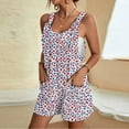 thumbnail image 2 of Drses Womens Summer Casual Suspender Printing Sleeveless Romper Loose Spaghetti Strap Shorts Overalls Jumpsuit with Pockets, 2 of 5