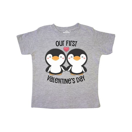 

Inktastic Our First Valentines Day- cute penguins Gift Toddler Boy or Toddler Girl T-Shirt