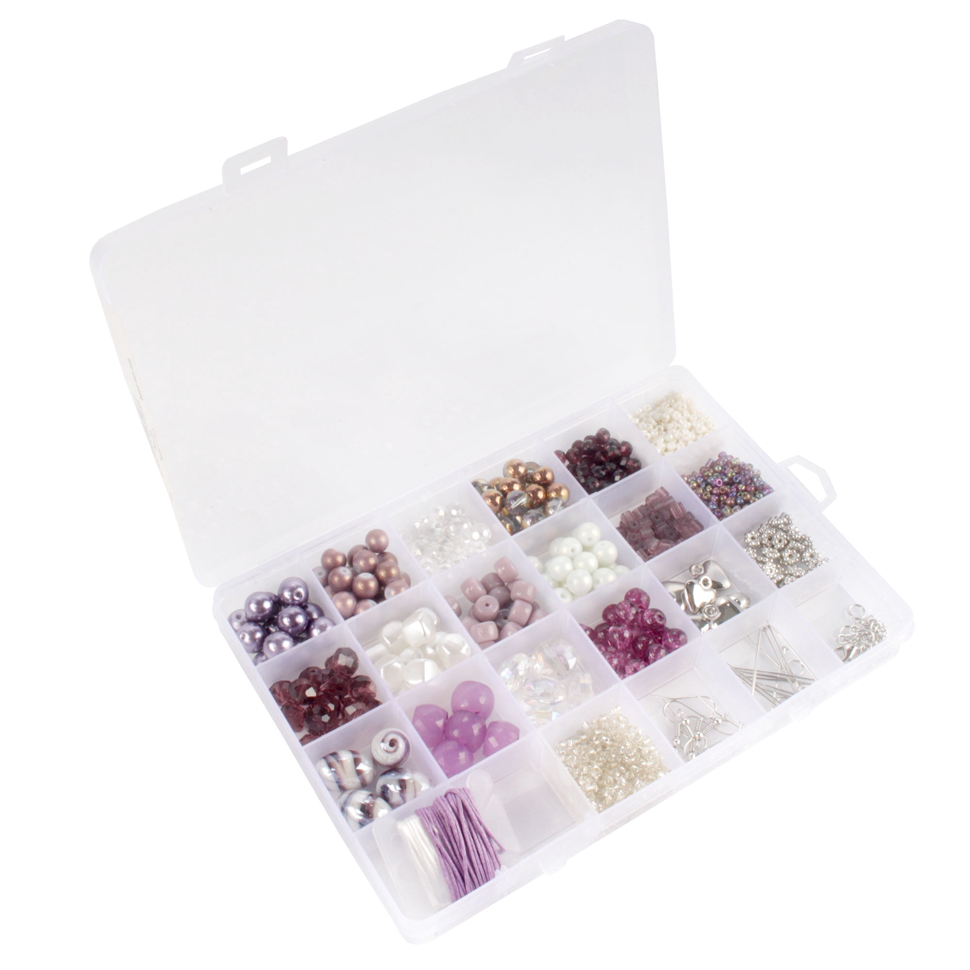 Bead Kits for Jewerly Making - 1300pcs Bead Craft Set - DIY Bracelets, Necklaces, and Earrings Supplies Box - Arts and Crafts for Kids, Girls, Teens, Adults - Shades of Purple - Assortment 226