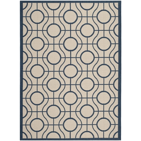 Safavieh Courtyard Brian Geometric Indoor/Outdoor Area Rug, Beige/Navy, 5'3" x 7'7"