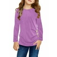 thumbnail image 2 of SYNPOS 4-13Y Child Girls Long Sleeve Knot Front T-shirt Plain Basic Tunic Shirts, 2 of 8