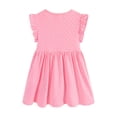 thumbnail image 5 of Girls Dresses Back To School Ruffle Trim Ruched Sleeveless Crew Neck Cartoon Print Dress Girls School Uniform Size 3 Y, 5 of 7