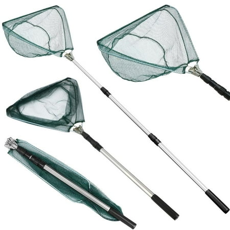 Steelhead Fishing Net - Topeakmart Folding Extending Pole Round Frame Handle 3 Section Fishing Landing Net