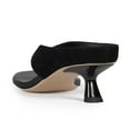 thumbnail image 3 of YDN Women Open Square Toe Flip Flops Low Kitten Heel Slip on Mules Casual Dress Summer Beach Thong Sandals Size 5.5 Black Suede, 3 of 4
