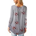 thumbnail image 2 of Anbech Women V Neck Button Floral Print Tshirt Long Sleeves Casual Tee Tops, 2 of 3