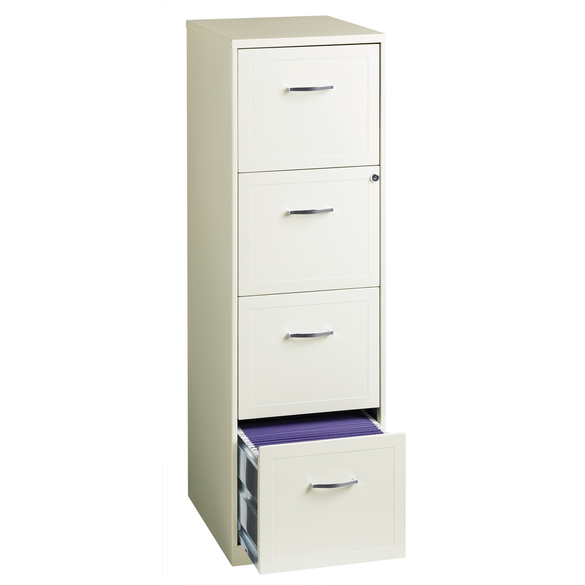 Realspace - File Cabinet - Smart File Steel Letter-Size File Cabinet - File, Soho, Vertical, 4 Drawer - 18" x 14.25" x 46.375" - 46-3/8" h x 14-1/4" w x 18" d - Pearl White