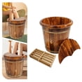 thumbnail image 2 of Solid Wood Footbath Bucket, Footbath Barrel with Massage Roller Foot Basin with Lid Foot Soaking Tub Brown for Home, 2 of 21