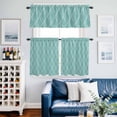thumbnail image 2 of Teal Green Line Kitchen Curtains Valances and Tiers Set of 3 Country Abstract Art Waves Stripes Classic Tier Curtains and Valance with Rod Pocket for Small Windows, 27.5"x24", 2 of 9