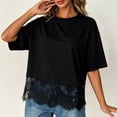 thumbnail image 6 of RMGVDSD Womens Summer Tops Lace Round Neck Loose Fit Casual Tee Shirts Basic T-Shirts Top Soft Comfortable Breathable Blouses Versatile T-Shirts, 6 of 6