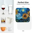 thumbnail image 6 of Vsdgher Starry Night Sunflower Field Leather Coasters for Drinks, Durable Drink Coasters 4 Set for Tabletop Protection, Luxurious Home Décor and Housewarming Gift-Square, 6 of 6