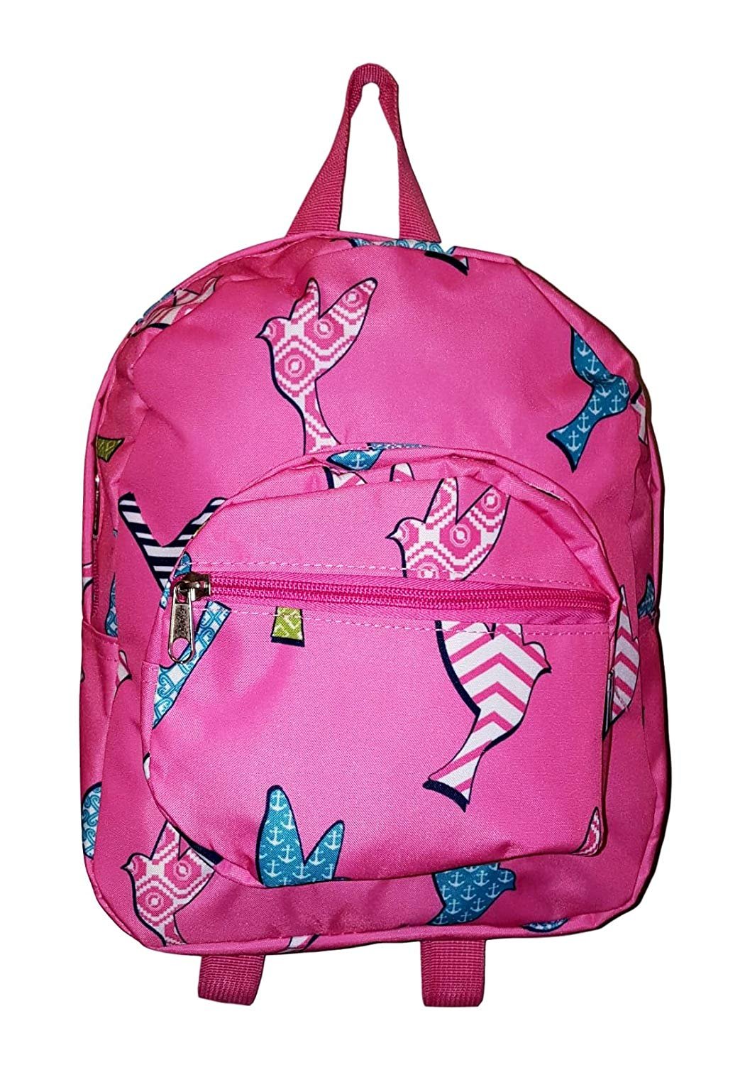 11-inch Mini Backpack Purse, Zipper Front Pockets Teen Child Pink Bird Print - image 2 of 3