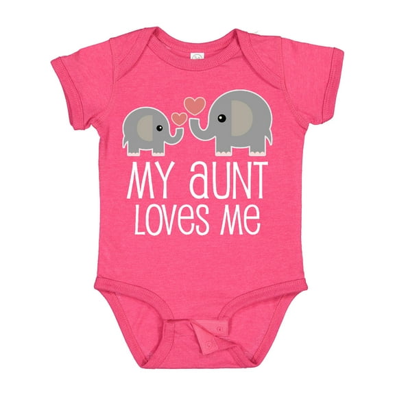 Inktastic My Aunt Loves Me Niece Nephew Elephant Boys or Girls Baby Bodysuit