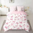 thumbnail image 2 of Castle Fairy Kids Teens Cute Ribbon Bow Knot Bedding Comforter Set 7-Piece,Geometric Plaid Bowknot King Bedding Sets,Cartoon Kawaii Bow Ultra Soft Bed Sheets,Breathable Home Decor,Reversible, 2 of 8