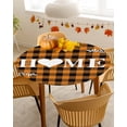 thumbnail image 4 of Round Tablecloth with Elastic Heart Home Sign Farm Rustic Orange Checked Plaid Waterproof Stain-proof Table Cover Wipeable Fitted Table Cloths for 55"-60" Round Tables Dining Kitchen, 4 of 6