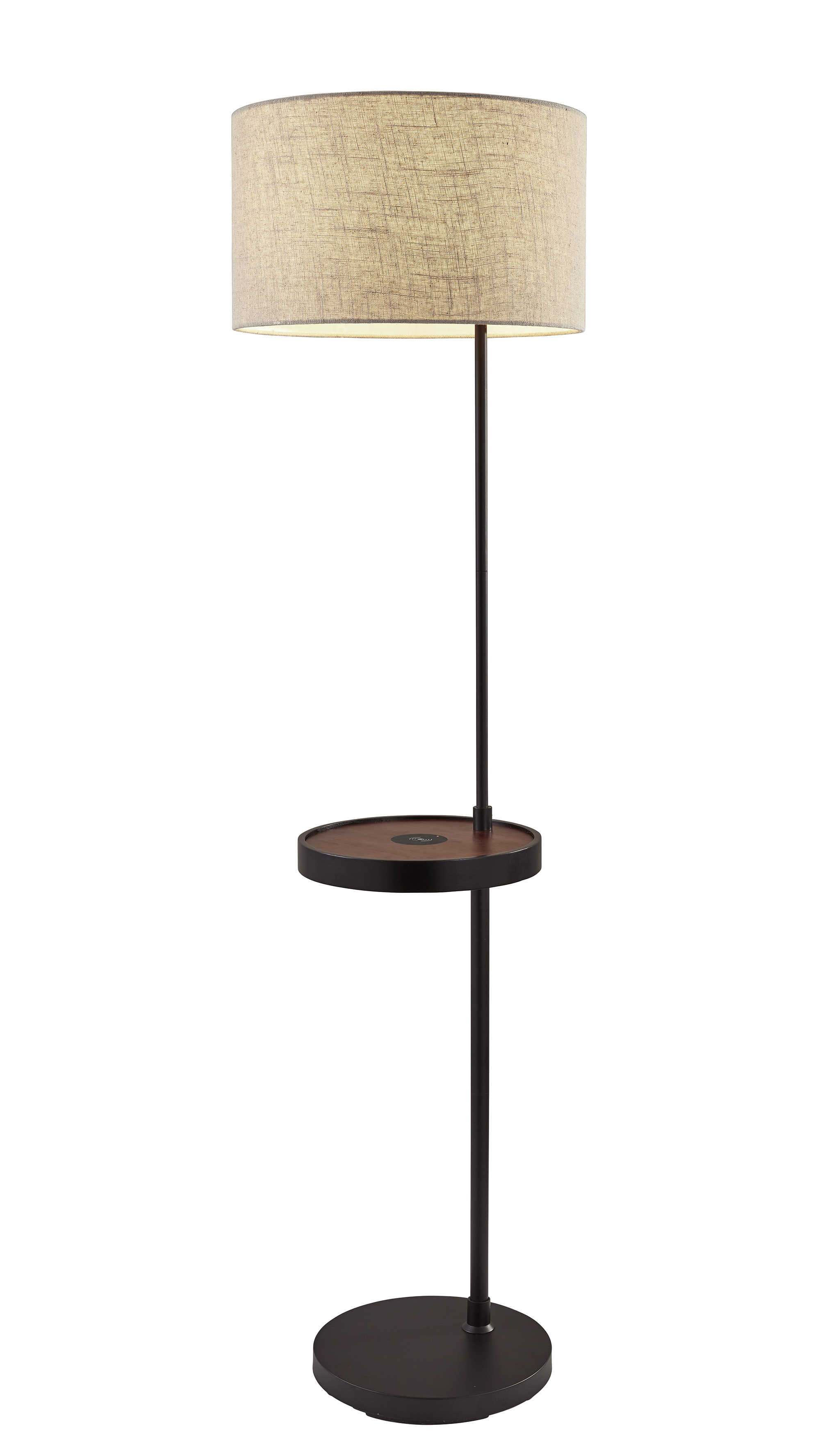 Adesso Oliver Wireless Charging Shelf Floor Lamp Matte Black/Walnut