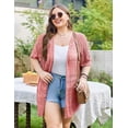thumbnail image 4 of Zeagoo Plus Size Lightweight Crochet Cardigan for Women Short Sleeve Summer Kimonos Boho Open Front Knitted Cardigans, 4 of 7