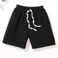 thumbnail image 2 of Linen Shorts Boys Drawstring Linen Shorts Breathable Casual Shorts Summer Girls Boys Shorts (Black 10), 2 of 3