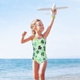 thumbnail image 6 of Girls' One-piece Swimsuit Cross Back Bathing Suit Beach Surfing Sizes 3T-10T Various Patterns Shamrocks, 6 of 9