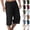 #03 Black, variant on 3/4 Linen Capri Pants for Men Loose Fit Elastic Drawstring Waist Cropped Trousers with Side Pockets Breathable Lightweight Summer Casual Beach Yoga Workout Bottoms, #03 White, M