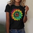 thumbnail image 2 of TSADFHJI Hauts pour Femmes Grande Taille Hauts pour Femmes Tendance Manches Courtes Col Rond Coupe Ample Chemises Confortables Blouses d'Été Douces Décontractées Basiques S Noir, 2 of 5