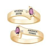 Freestyle, Women's 14K Gold over Sterling Marquise Stone & Diamond Class Ring, Personalized, High School or College Graduation