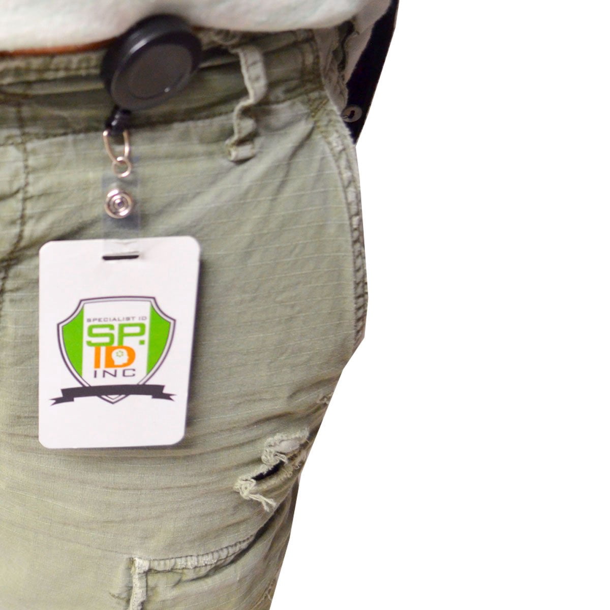100 Pack - Bulk Black Retractable Name Badge Reels with Alligator Swivel Clip & Vinyl Card Holder Strap by Specialist ID
