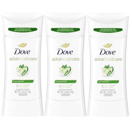 Dove Beauty Advanced Care Cool Essentials 72-Hour Antiperspirant & Deodorant Stick Pack 3